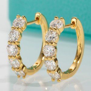 Certified 3ct. t.w. Moissanite Diamond 2cm Huggie Hoop Earrings NEW A